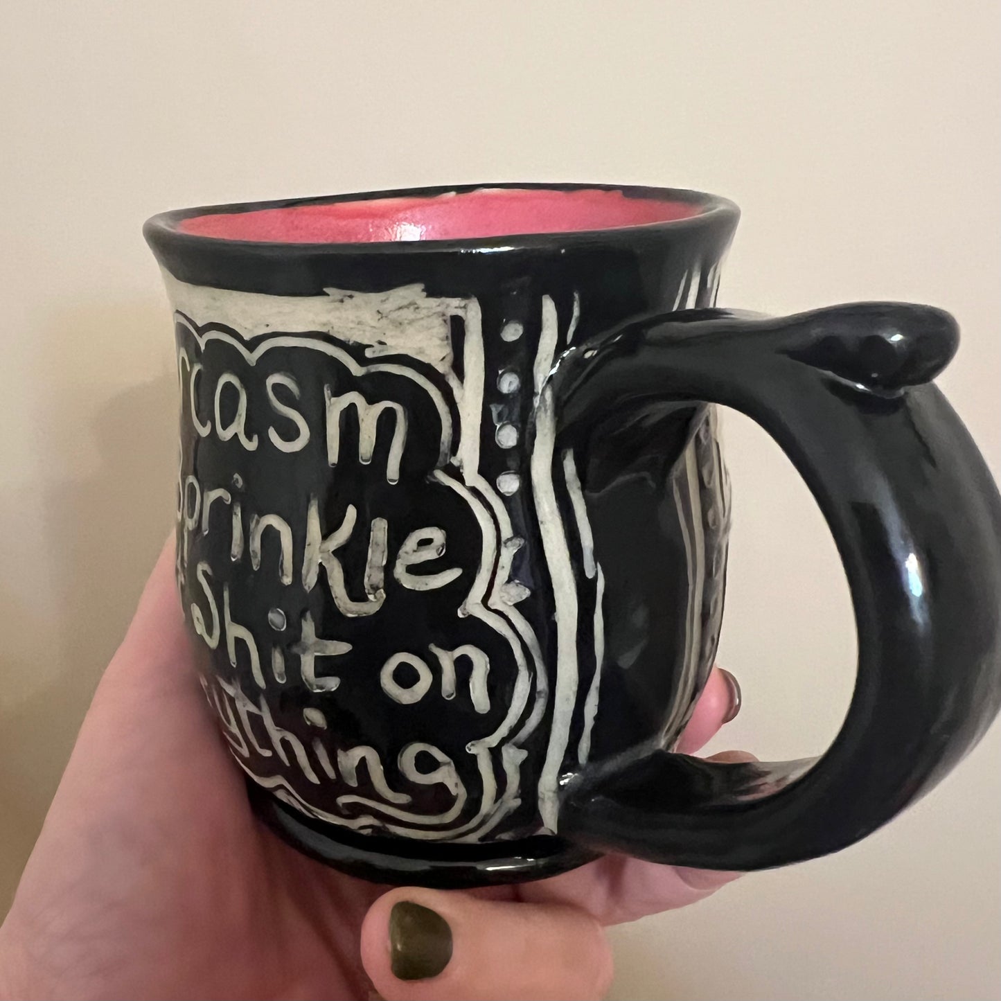 Black & White Sprinkle Sarcasm Coffee Mug (Pink)