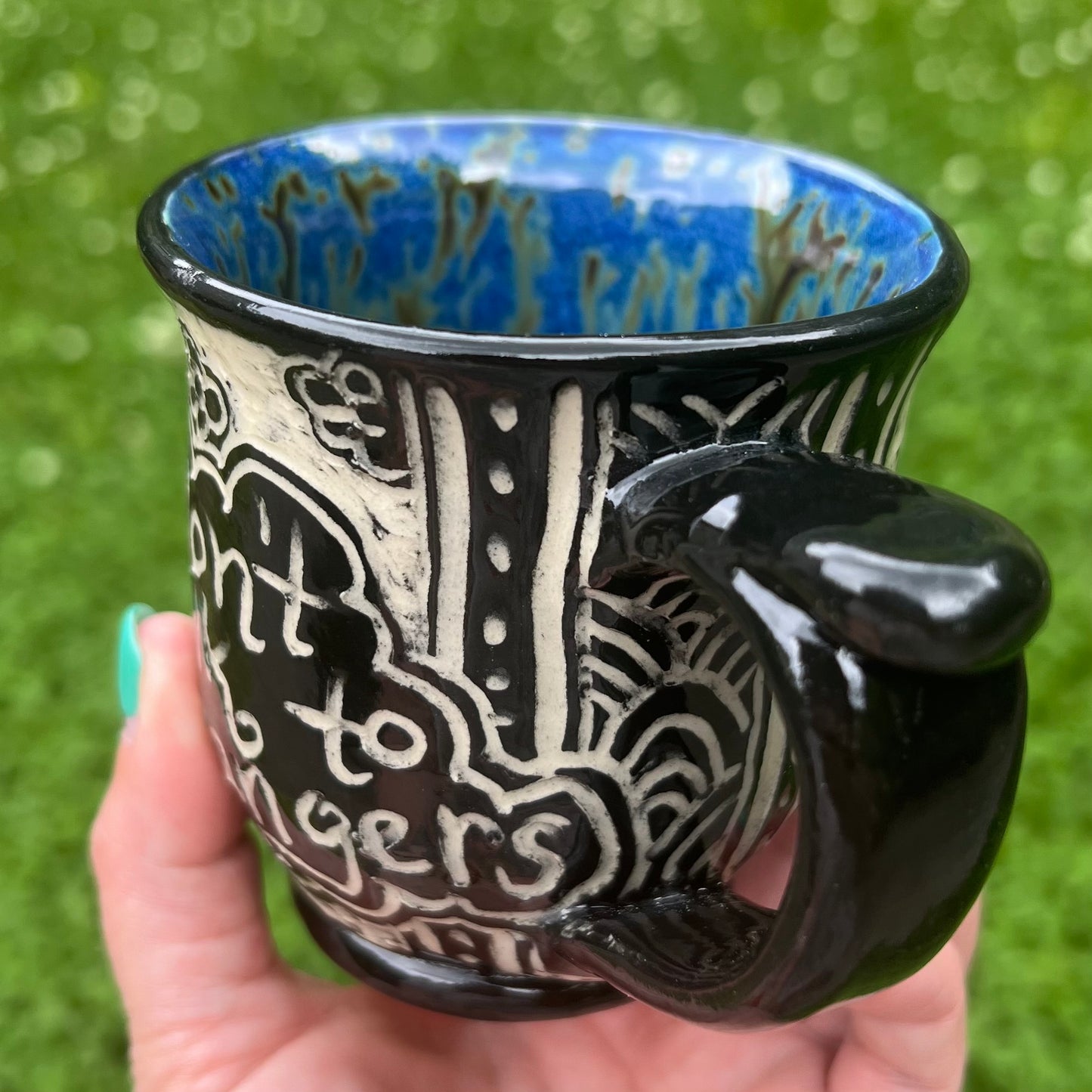 Black & White Don't talk to Strangers Small Coffee Ceramic Mug