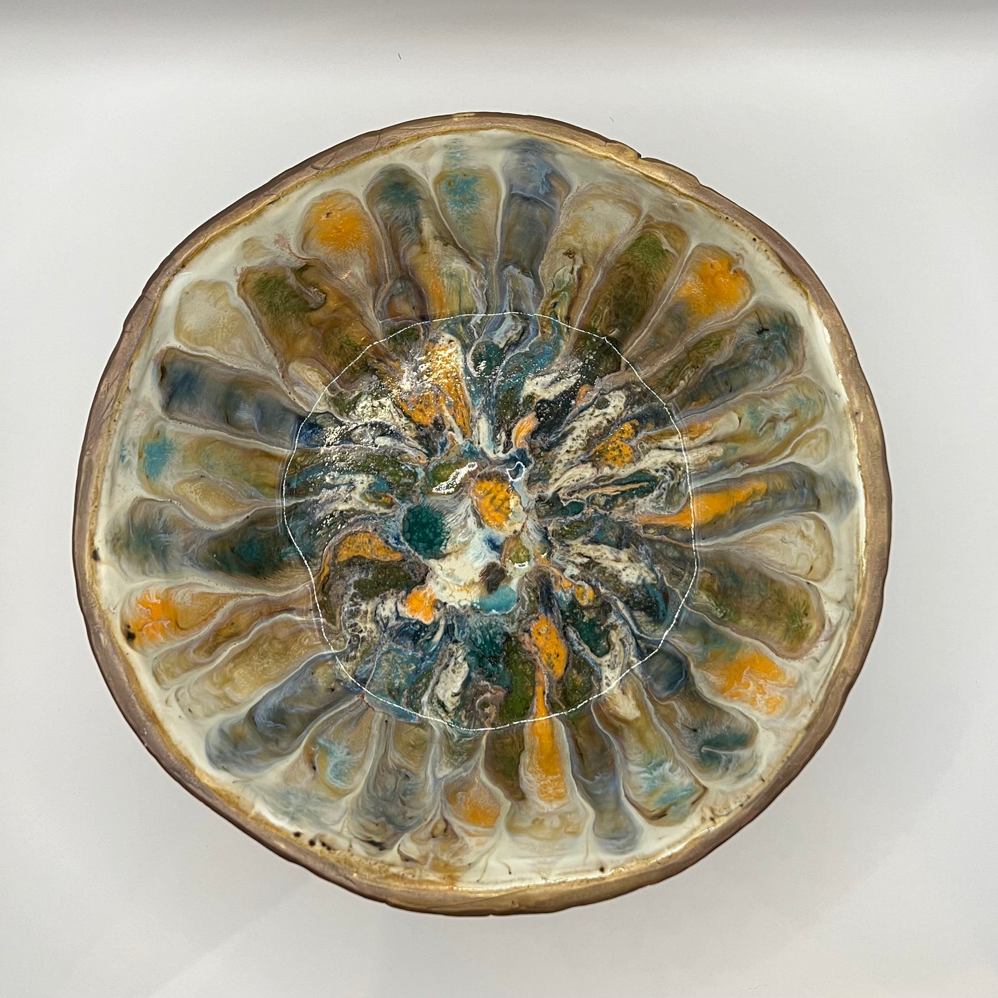 Winter Birch Large Peacock Ceramic Bowl