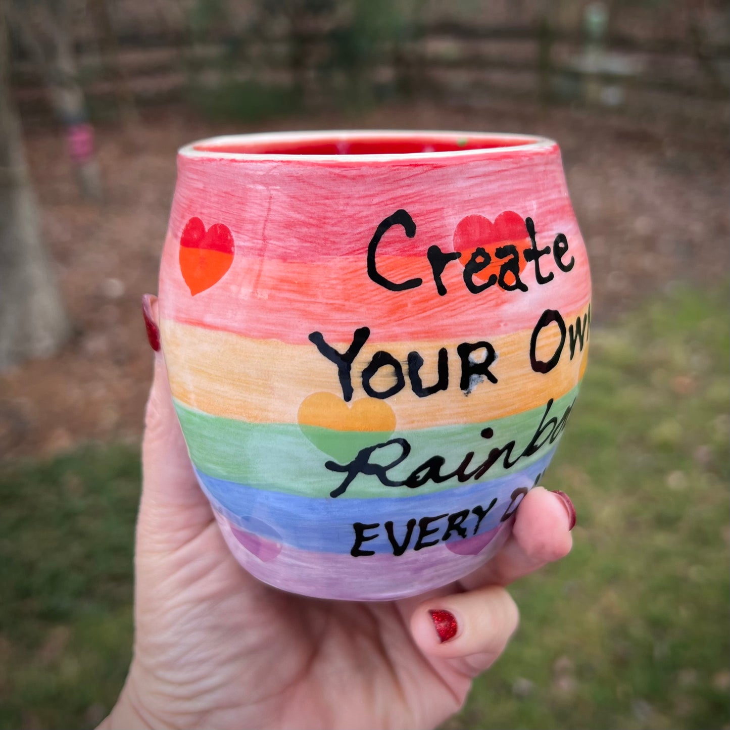 Create Your Own Rainbow Ceramic Thumb Mug