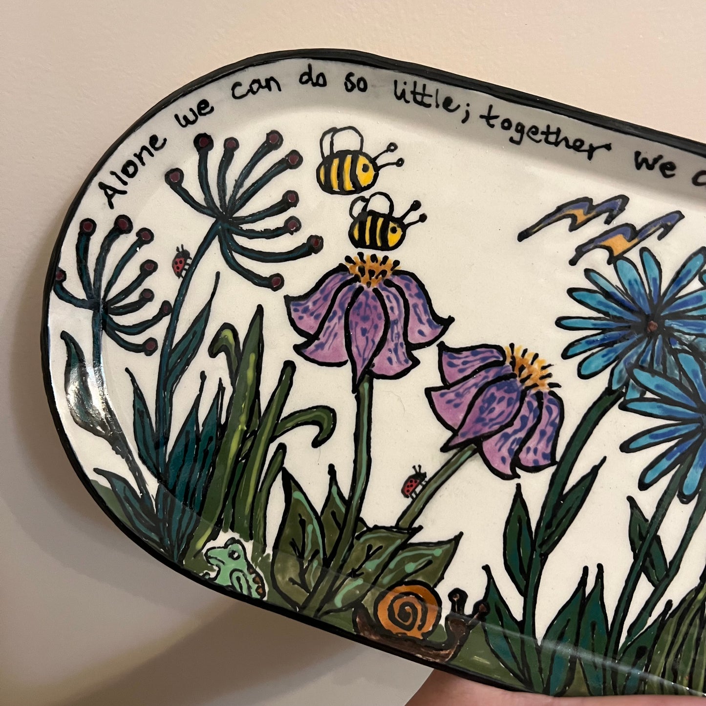 Large Oval Flowered Serving Platter