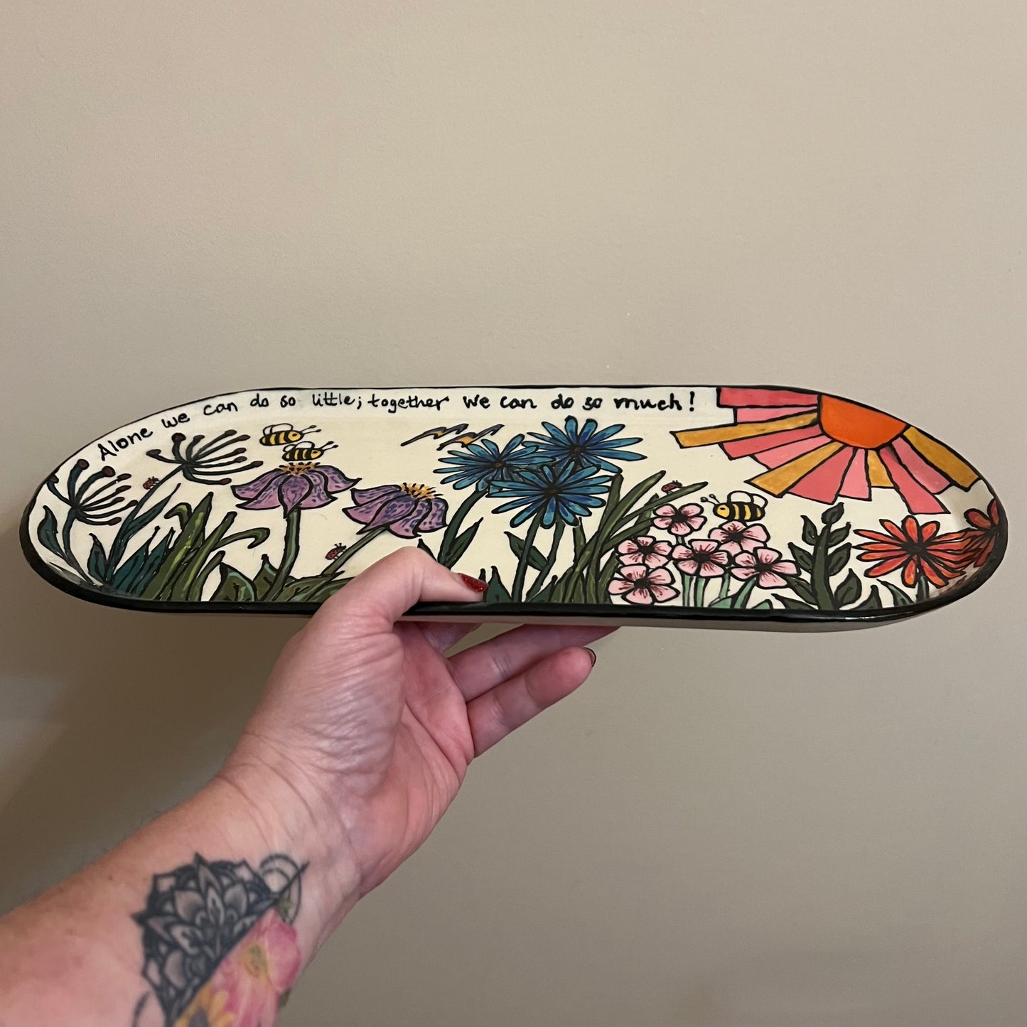 Large Oval Flowered Serving Platter