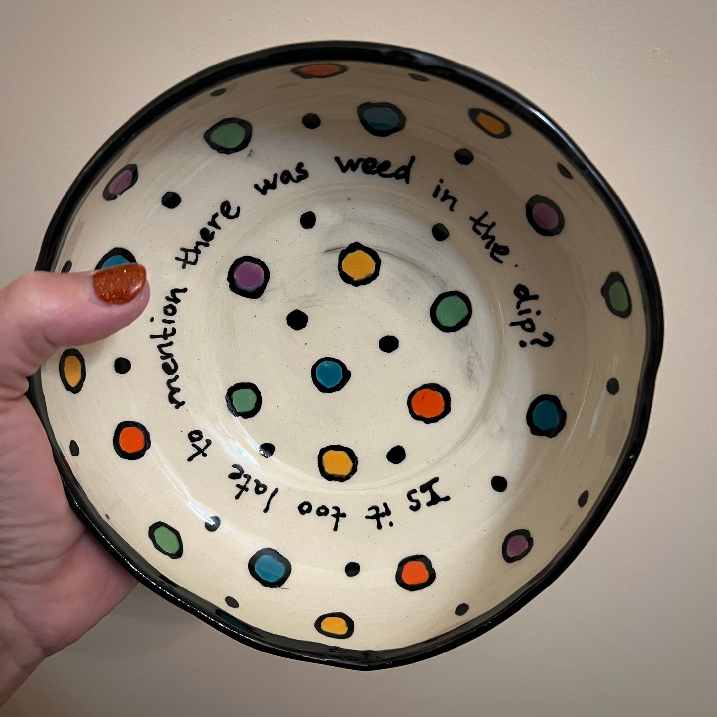 Polka Dotted Weed Ceramic Bowl