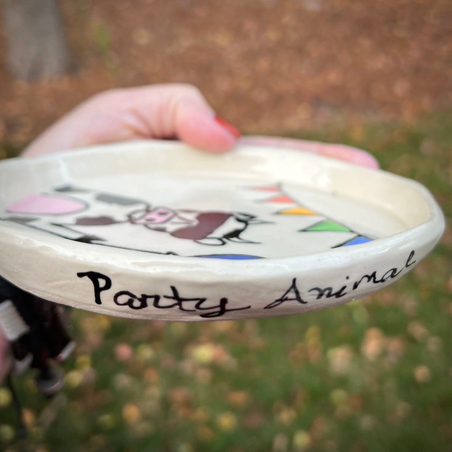 Party Animal Cow Ceramic Small Plate / Trinket Dish