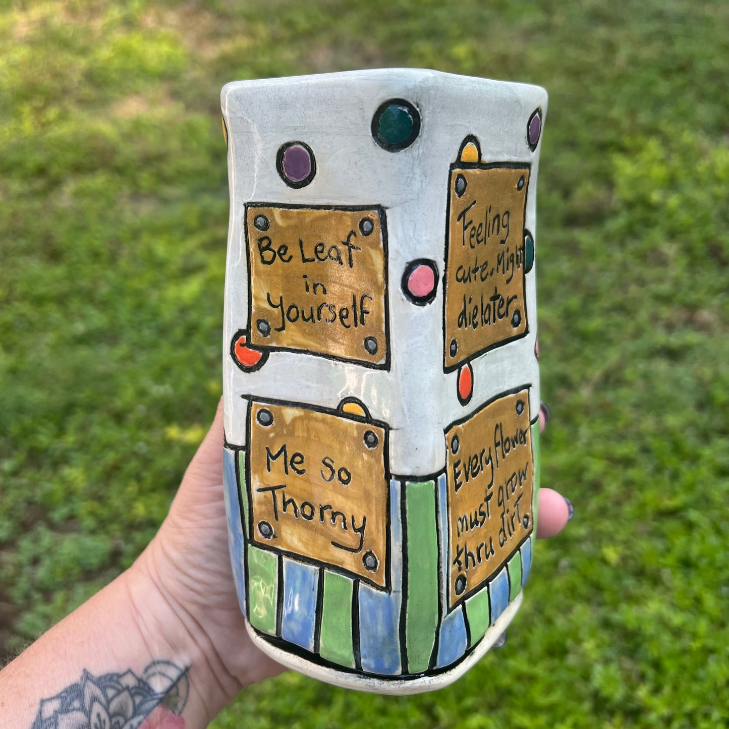 Daily Reminders and Dots Flower Vase
