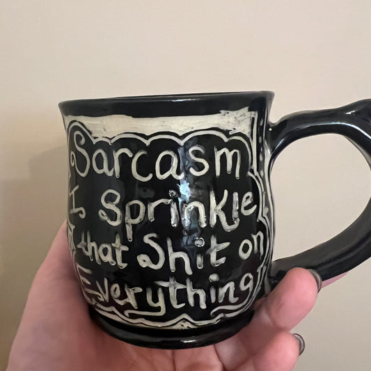 Black & White Sprinkle Sarcasm Coffee Mug (Pink)