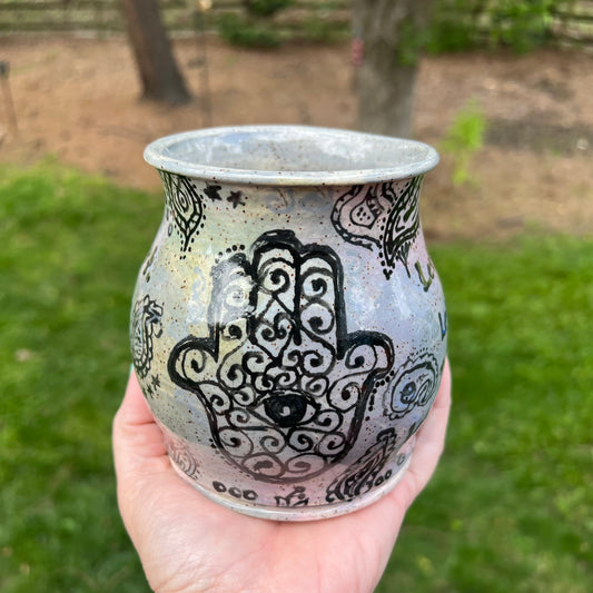 Medium Hamsa Flower Vase or Pencil Holder