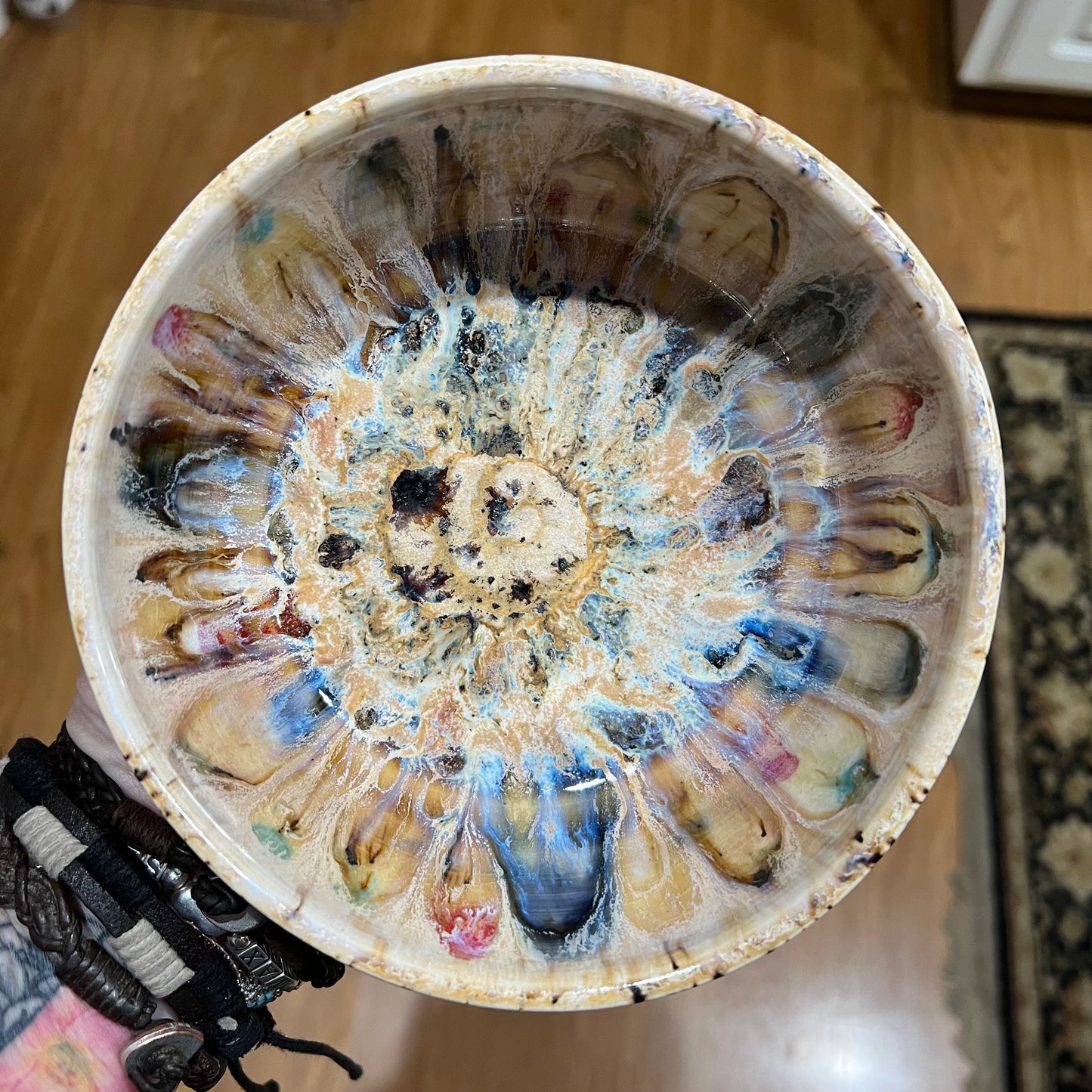 Beige Peacock Ceramic Bowl