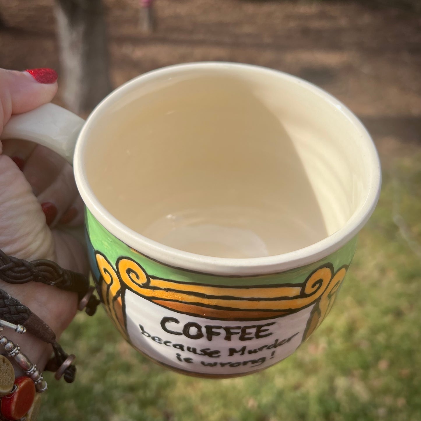 Coffee because Murder is Wrong XL Ceramic Mug