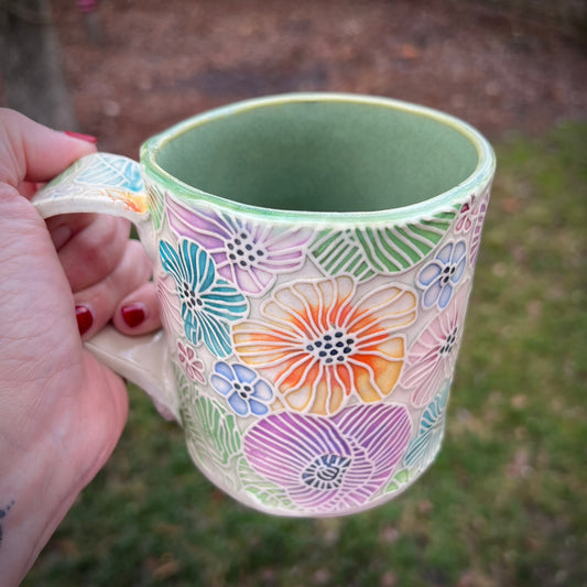 Watercolor Poppies Ceramic Mug