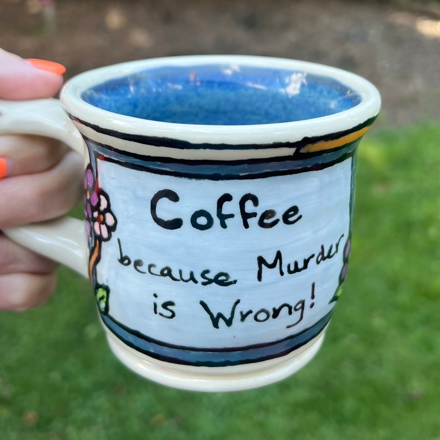 Coffee because Murder is Wrong Dragonfly Ceramic Mug