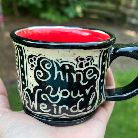 Black & White Shine your Weird Small Coffee Ceramic Mug