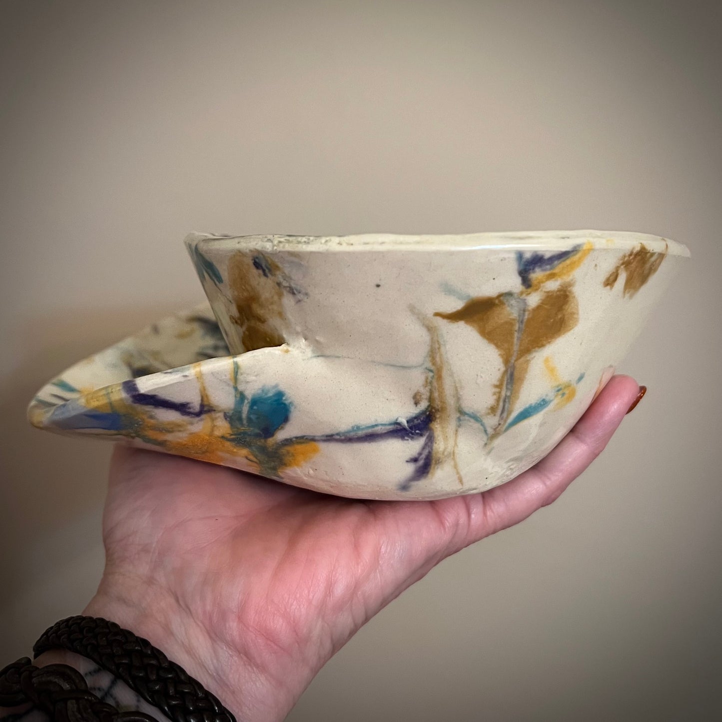 Small Splattered Chip & Dip Ceramic Bowl