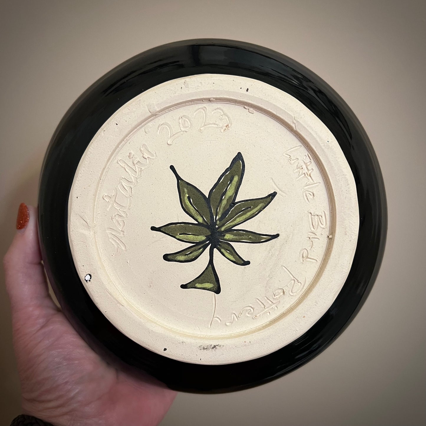 Polka Dotted Weed Ceramic Bowl