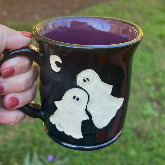 Black, White & Purple Sheets & Giggles Ghost Coffee Mug