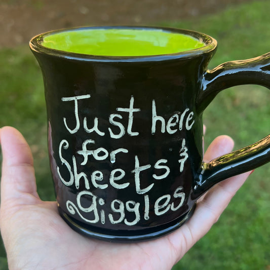 Black, White & Lime Green Sheets & Giggles Ghost Coffee Mug