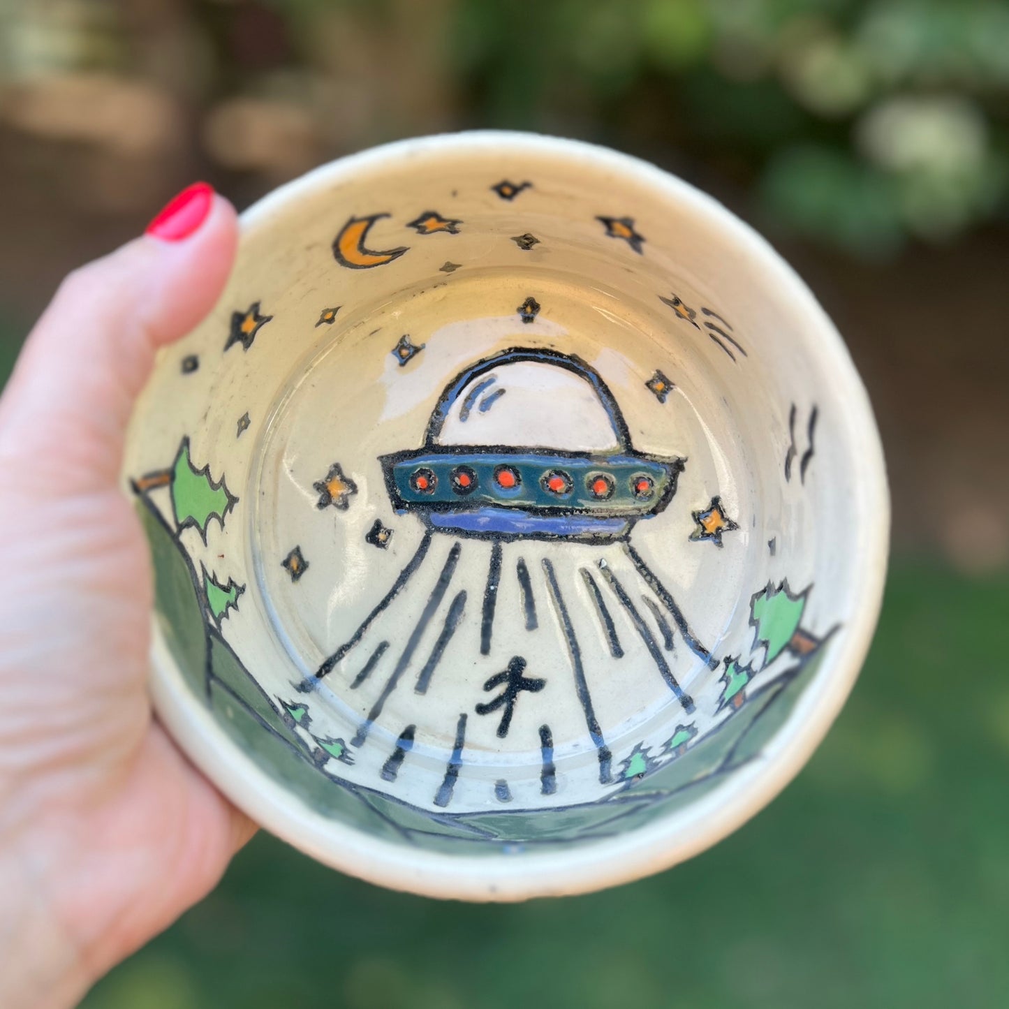 Alien Abduction Ceramic Bowl